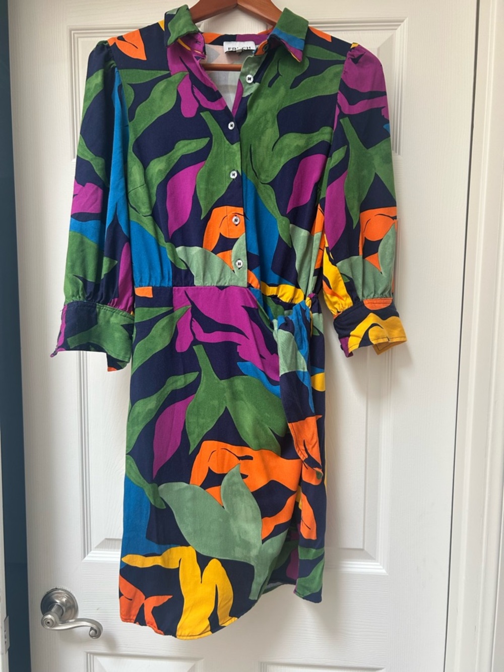 FRNCH Paris French Paris vintage vibrant  Multicolor wrap Button-Front Dress